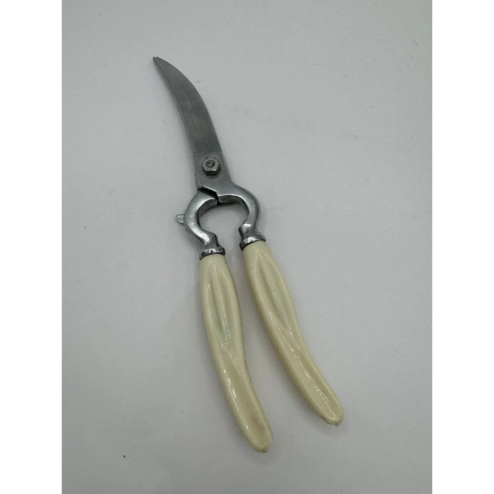 Poultry Shears Vintage Made In Italy Off White Handle